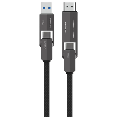 Powerology Vion 4-In-1 Charging & Data Transfer Cable - Black